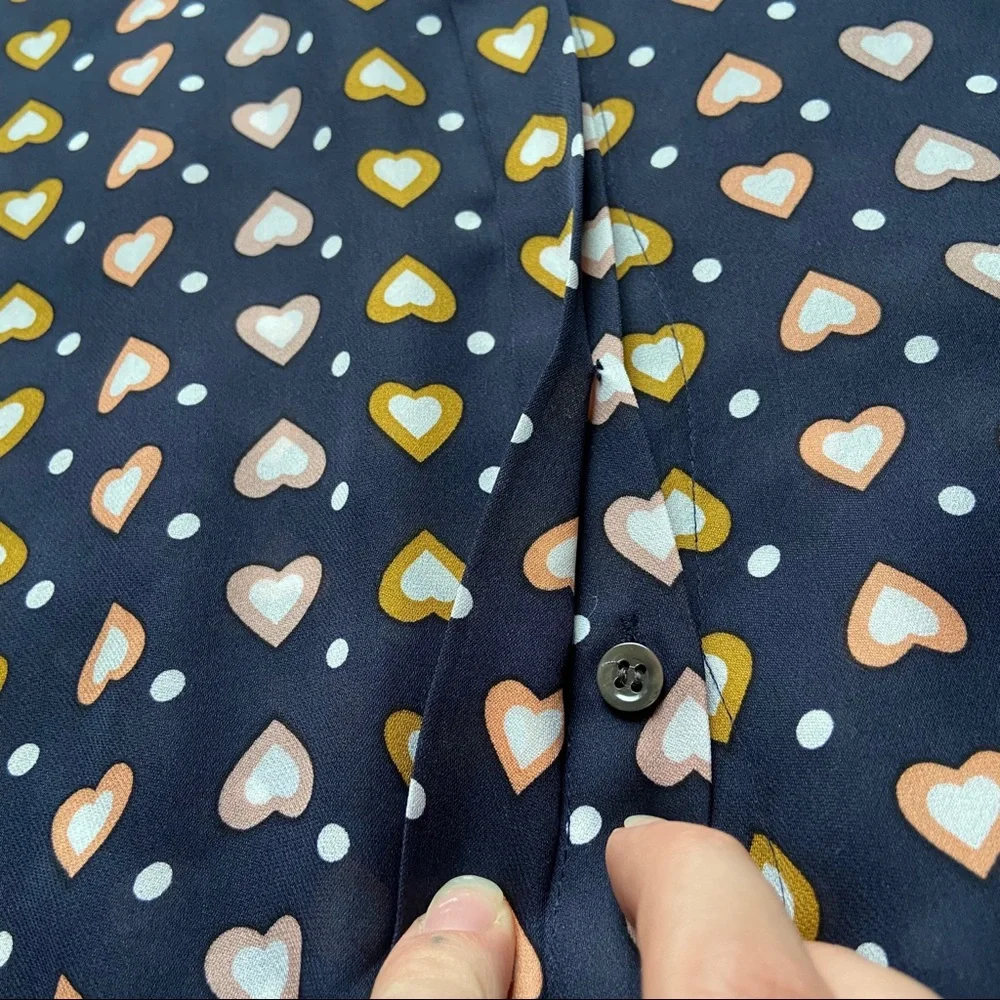 J. Crew Hearts Sleeveless Blouse Heart Navy - Picture 5 of 6